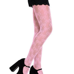 Leg Avenue Bow Net Tights - Pink - One Size