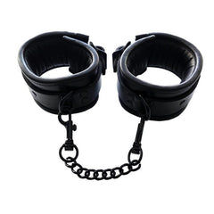 Padded Leather Ankle Cuffs - Black