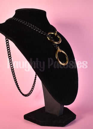 Black Matte Gold Circle Slip Chain (Gold O-Ring)