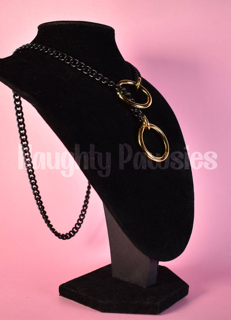 Black Matte Gold Circle Slip Chain Collar