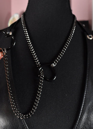 Gunmetal + Black Heart Ring Slip Chain