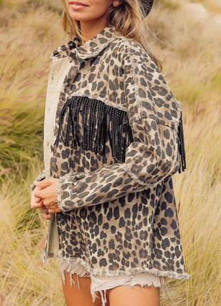 Oversized Fringe Leopard Jacket