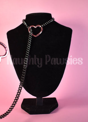 Gunmetal Chain Light Pink Heart Slip Chain