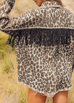 Oversized Fringe Leopard Jacket