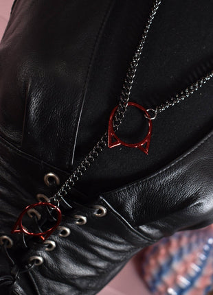 Gunmetal + Red Kitty Ring Slip Chain