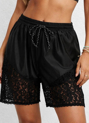 Ladies Boho Lace Panel Wide Leg Shorts