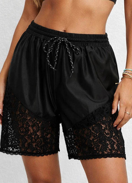 Ladies Boho Lace Panel Wide Leg Shorts