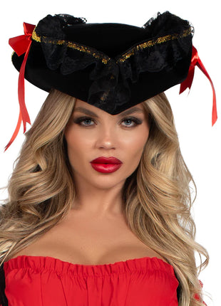 Swashbuckler Pirate Hat With Lace Trim