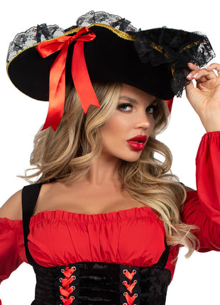 Swashbuckler Pirate Hat With Lace Trim
