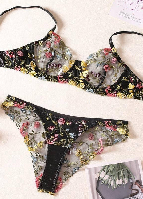 Sexy Black With Floral Embroidery
