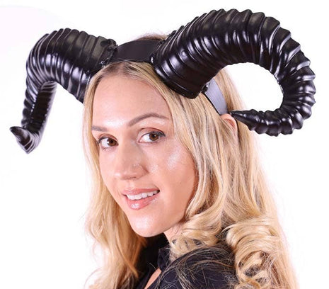 Black Ram Horns Headband