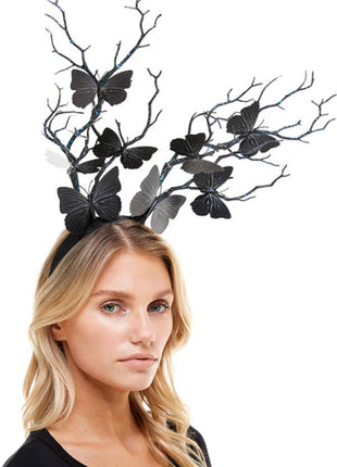 Black Gothic Butterflies Headband