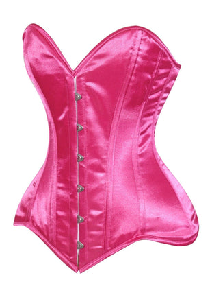 Lavish Hot Pink Satin Overbust Corset Sweetheart Neckline Busk Closure