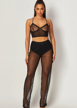 Camile See Through Crop Top & Pants Set
