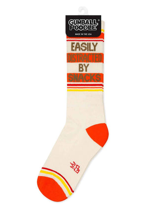 Easily Distracted By Snacks Gym Crew Socks