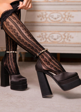 Sweetheart Ruffle Cuff Knee High Socks