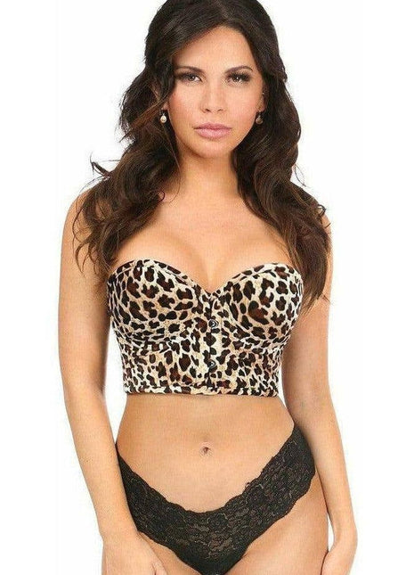 Velvet Leopard Print Underwire Short Bustier