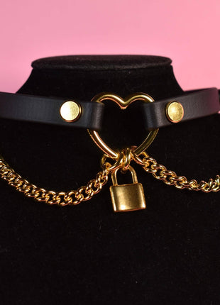 Black & Golden Heart Choker