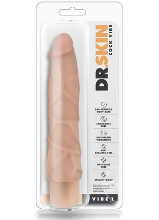 Dr. Skin Silver Collection Cock Vibe 1 Vibrating Dildo 9in - Vanilla