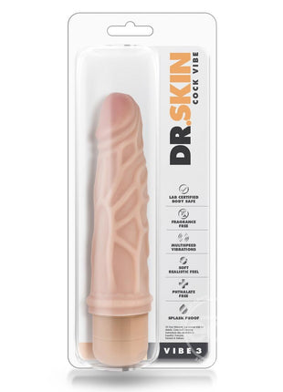 Dr. Skin Silver Collection Cock Vibe 3 Vibrating Dildo 7.25in - Vanilla