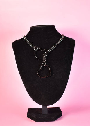 Gunmetal + Black Heart Ring Slip Chain