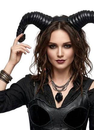 Black Ram Horns Headband