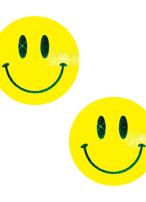 Radiant Rascal Neon Yellow Smiley Blacklight Pasties