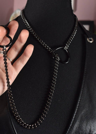 Gunmetal + Black Heart Ring Slip Chain