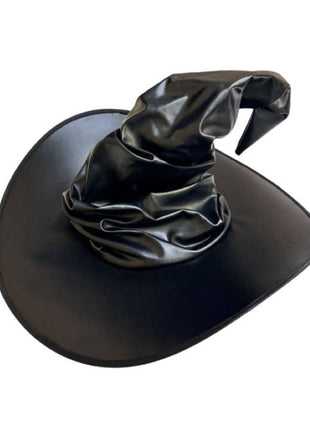 Black Faux Leather Witch Hat