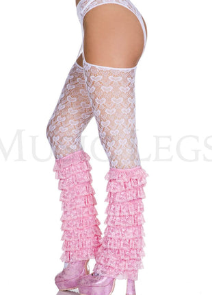 Lace ruffle layered leg warmer