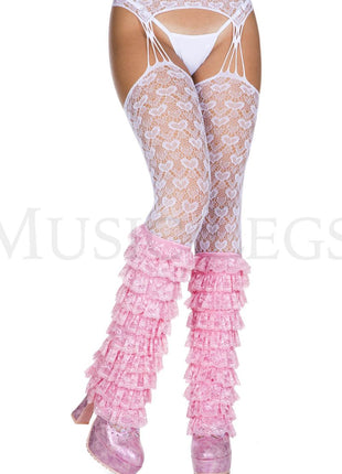 Lace ruffle layered leg warmer