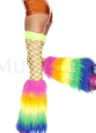 Rainbow Furry Leg Warmers