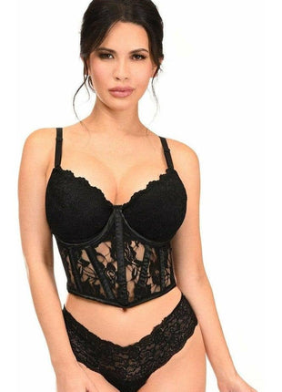 Lavish Black Sheer Lace Underwire Waist Cincher Corset