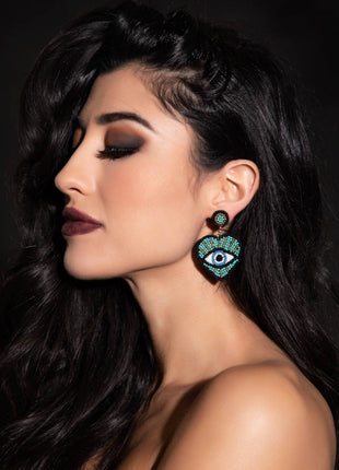 Lustrous Evil Eye Beaded Earrings