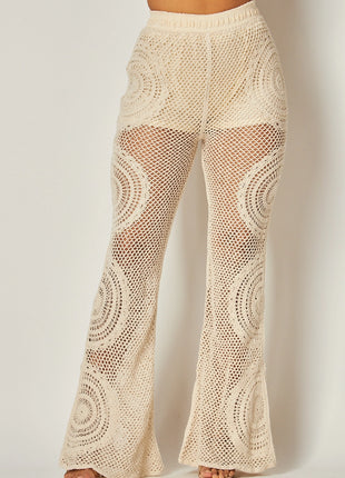 Catch A Wave Crochet Knit High Rise Pants