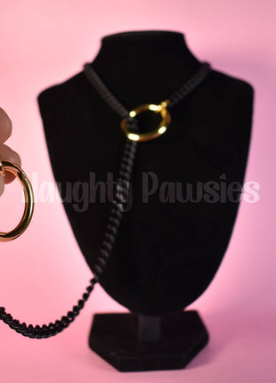 Black Matte Gold Circle Slip Chain (Gold O-Ring)