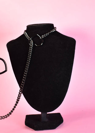 Gunmetal + Black Heart Ring Slip Chain