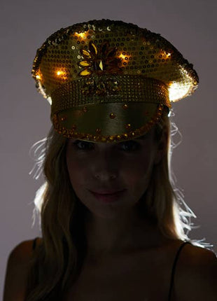 Gold Sequin Light-Up Captain Hat