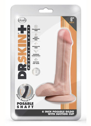 Dr. Skin Plus Gold Collection Posable Dildo with Balls and Suction Cup 6"