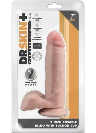 Dr. Skin Plus Gold Collection Posable Dildo with Balls and Suction Cup 7in