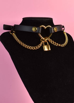 Black & Golden Heart Choker