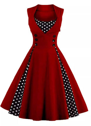 Gothic Style Retro Polka Dot Midi Dress