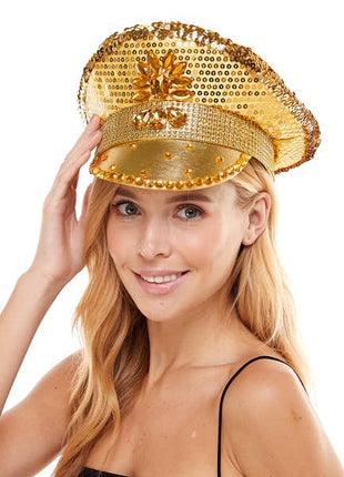 Gold Sequin Light-Up Captain Hat