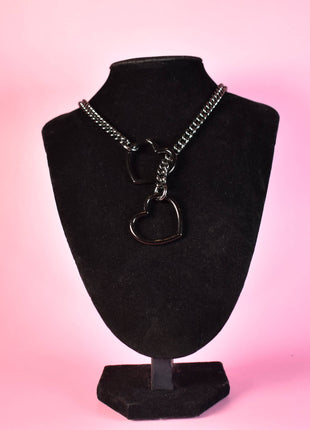 Gunmetal + Black Heart Ring Slip Chain