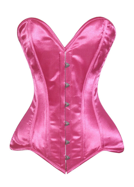 Lavish Hot Pink Satin Overbust Corset Sweetheart Neckline Busk Closure