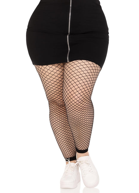 Delilah Plus Size Fishnet Footless Tights
