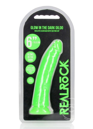 RealRock Slim Glow in the Dark Dildo with Suction Cup 6in