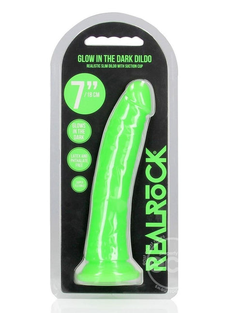 RealRock Slim Glow in the Dark Dildo with Suction Cup 7in