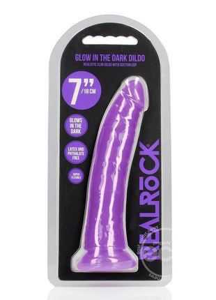 RealRock Slim Glow in the Dark Dildo with Suction Cup 7in