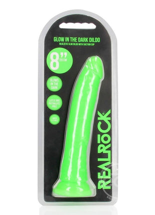 RealRock Slim Glow in the Dark Dildo with Suction Cup 8in
